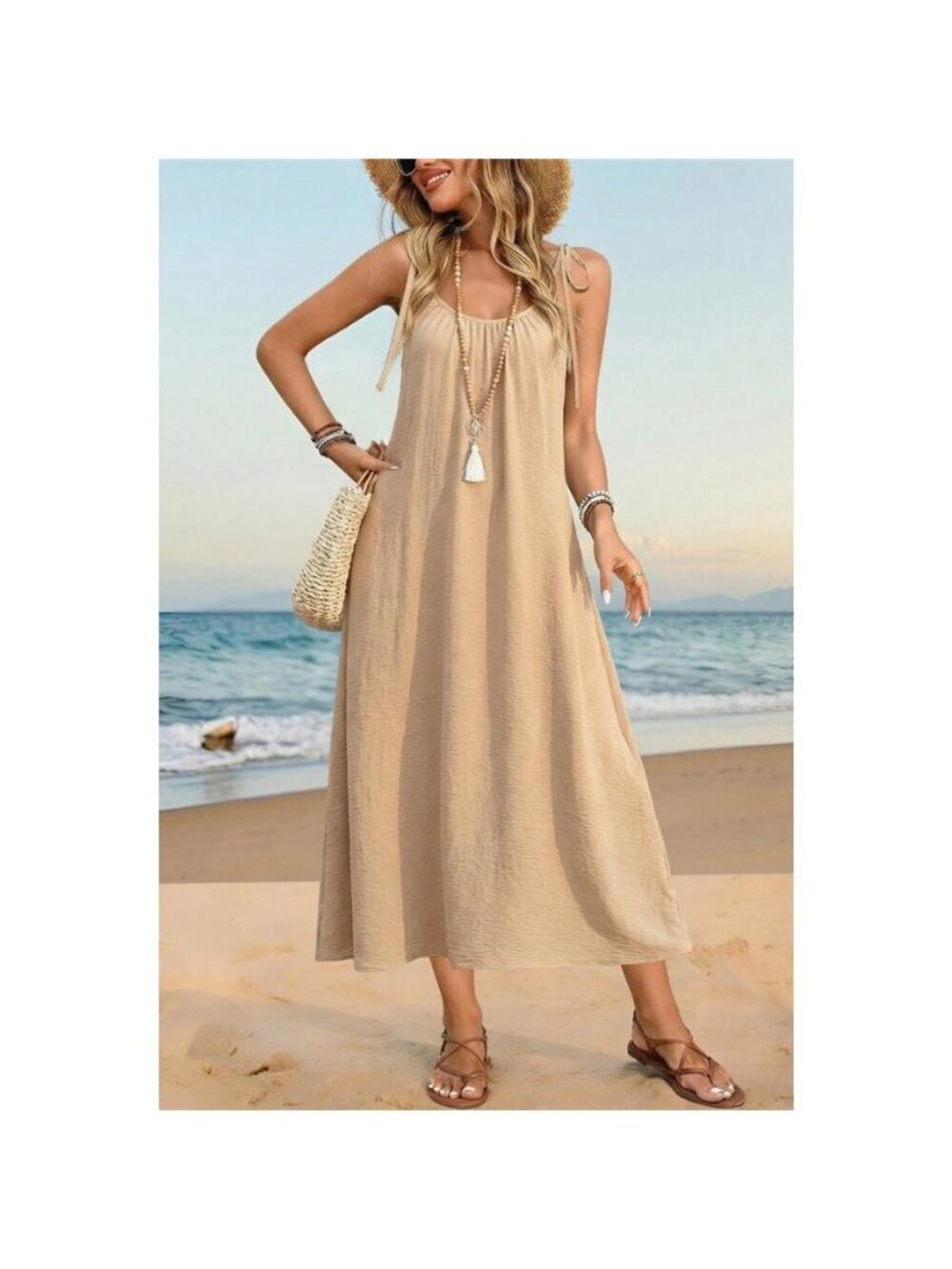 Tie-Shoulder Flowy Midi Dress
